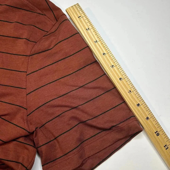 Lululemon Evolution Polo Nevis Stripe Savannah Black mens slze L - Picture 6 of 9